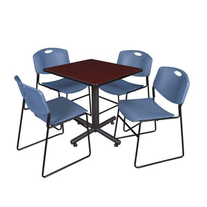 Kobe Square Breakroom Table and Chair Package, Kobe 30" Square X-Base Breakroom Table with 4 Zeng Stack Chairs