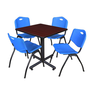 Kobe Square Breakroom Table and Chair Package, Kobe 30" Square X-Base Breakroom Table with 4 "M" Stack Chairs