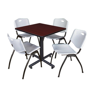 Kobe Square Breakroom Table and Chair Package, Kobe 30" Square X-Base Breakroom Table with 4 "M" Stack Chairs