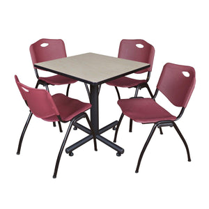 Kobe Square Breakroom Table and Chair Package, Kobe 30" Square X-Base Breakroom Table with 4 "M" Stack Chairs