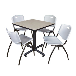 Kobe Square Breakroom Table and Chair Package, Kobe 30" Square X-Base Breakroom Table with 4 "M" Stack Chairs