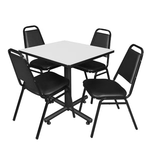 Kobe Square Breakroom Table and Chair Package, Kobe 30" Square X-Base Breakroom Table with 4 Restaurant Stack Chairs