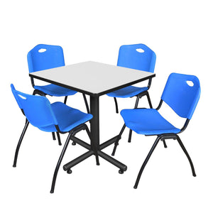 Kobe Square Breakroom Table and Chair Package, Kobe 30" Square X-Base Breakroom Table with 4 "M" Stack Chairs