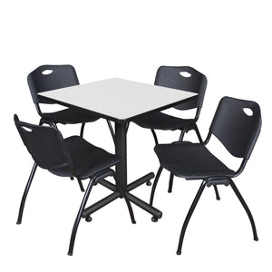 Kobe Square Breakroom Table and Chair Package, Kobe 30" Square X-Base Breakroom Table with 4 "M" Stack Chairs