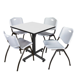 Kobe Square Breakroom Table and Chair Package, Kobe 30" Square X-Base Breakroom Table with 4 "M" Stack Chairs