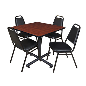 Kobe Square Breakroom Table and Chair Package, Kobe 36" Square X-Base Breakroom Table with 4 Restaurant Stack Chairs