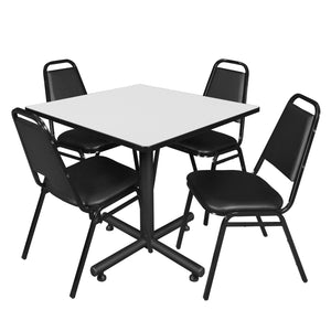 Kobe Square Breakroom Table and Chair Package, Kobe 36" Square X-Base Breakroom Table with 4 Restaurant Stack Chairs