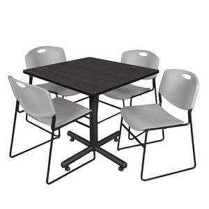 Kobe Square Breakroom Table and Chair Package, Kobe 42" Square X-Base Breakroom Table with 4 Zeng Stack Chairs