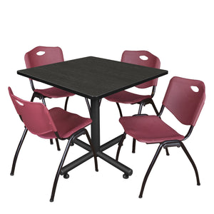 Kobe Square Breakroom Table and Chair Package, Kobe 42" Square X-Base Breakroom Table with 4 "M" Stack Chairs