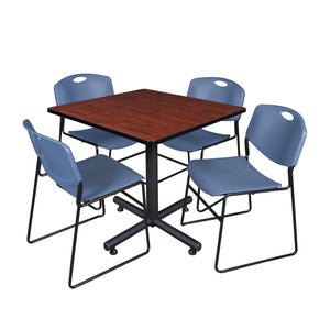 Kobe Square Breakroom Table and Chair Package, Kobe 42" Square X-Base Breakroom Table with 4 Zeng Stack Chairs