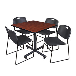 Kobe Square Breakroom Table and Chair Package, Kobe 42" Square X-Base Breakroom Table with 4 Zeng Stack Chairs