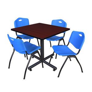 Kobe Square Breakroom Table and Chair Package, Kobe 42" Square X-Base Breakroom Table with 4 "M" Stack Chairs
