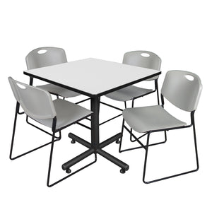 Kobe Square Breakroom Table and Chair Package, Kobe 42" Square X-Base Breakroom Table with 4 Zeng Stack Chairs