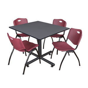 Kobe Square Breakroom Table and Chair Package, Kobe 48" Square X-Base Breakroom Table with 4 "M" Stack Chairs