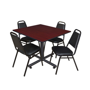 Kobe Square Breakroom Table and Chair Package, Kobe 48" Square X-Base Breakroom Table with 4 Restaurant Stack Chairs