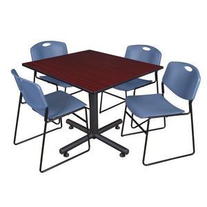 Kobe Square Breakroom Table and Chair Package, Kobe 48" Square X-Base Breakroom Table with 4 Zeng Stack Chairs