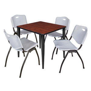 Kahlo Square Breakroom Table and Chair Package, 30" Square Kahlo Tapered Leg Breakroom Table with 4 "M" Stack Chairs