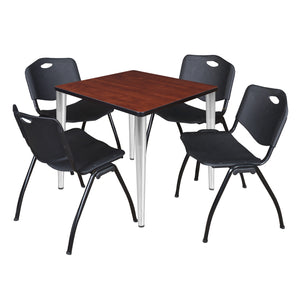 Kahlo Square Breakroom Table and Chair Package, 30" Square Kahlo Tapered Leg Breakroom Table with 4 "M" Stack Chairs