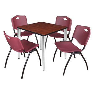 Kahlo Square Breakroom Table and Chair Package, 30" Square Kahlo Tapered Leg Breakroom Table with 4 "M" Stack Chairs