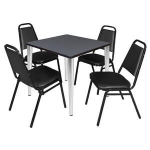 Kahlo Square Breakroom Table and Chair Package, 30" Square Kahlo Tapered Leg Breakroom Table with 4 Restaurant Stack Chairs