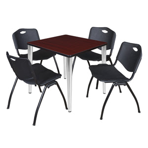 Kahlo Square Breakroom Table and Chair Package, 30" Square Kahlo Tapered Leg Breakroom Table with 4 "M" Stack Chairs