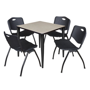 Kahlo Square Breakroom Table and Chair Package, 30" Square Kahlo Tapered Leg Breakroom Table with 4 "M" Stack Chairs