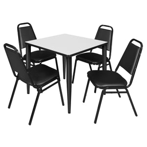 Kahlo Square Breakroom Table and Chair Package, 30" Square Kahlo Tapered Leg Breakroom Table with 4 Restaurant Stack Chairs