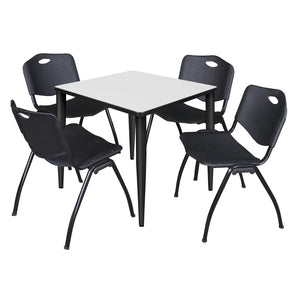 Kahlo Square Breakroom Table and Chair Package, 30" Square Kahlo Tapered Leg Breakroom Table with 4 "M" Stack Chairs