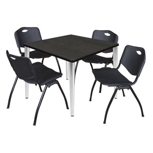 Kahlo Square Breakroom Table and Chair Package, 36" Square Kahlo Tapered Leg Breakroom Table with 4 "M" Stack Chairs