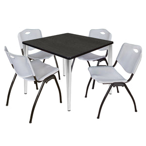 Kahlo Square Breakroom Table and Chair Package, 36" Square Kahlo Tapered Leg Breakroom Table with 4 "M" Stack Chairs