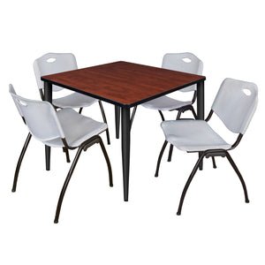 Kahlo Square Breakroom Table and Chair Package, 36" Square Kahlo Tapered Leg Breakroom Table with 4 "M" Stack Chairs