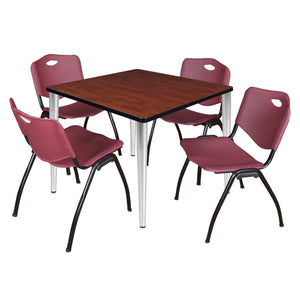 Kahlo Square Breakroom Table and Chair Package, 36" Square Kahlo Tapered Leg Breakroom Table with 4 "M" Stack Chairs