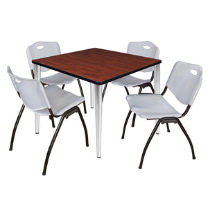 Kahlo Square Breakroom Table and Chair Package, 36" Square Kahlo Tapered Leg Breakroom Table with 4 "M" Stack Chairs