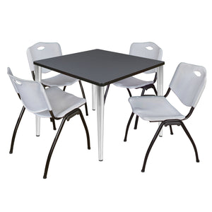 Kahlo Square Breakroom Table and Chair Package, 36" Square Kahlo Tapered Leg Breakroom Table with 4 "M" Stack Chairs