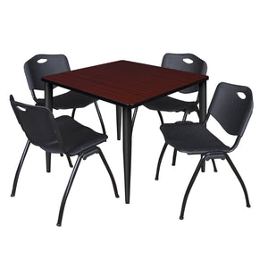 Kahlo Square Breakroom Table and Chair Package, 36" Square Kahlo Tapered Leg Breakroom Table with 4 "M" Stack Chairs