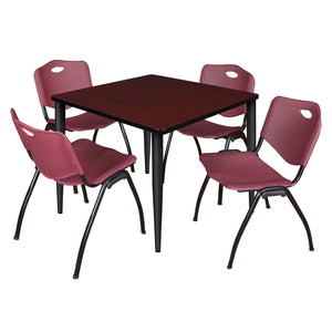 Kahlo Square Breakroom Table and Chair Package, 36" Square Kahlo Tapered Leg Breakroom Table with 4 "M" Stack Chairs