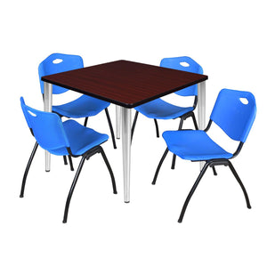 Kahlo Square Breakroom Table and Chair Package, 36" Square Kahlo Tapered Leg Breakroom Table with 4 "M" Stack Chairs