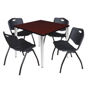 Kahlo Square Breakroom Table and Chair Package, 36" Square Kahlo Tapered Leg Breakroom Table with 4 "M" Stack Chairs