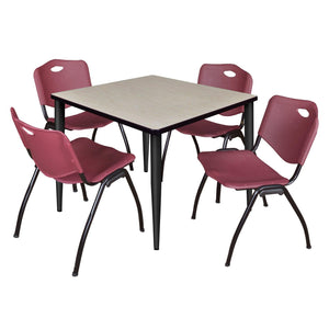 Kahlo Square Breakroom Table and Chair Package, 36" Square Kahlo Tapered Leg Breakroom Table with 4 "M" Stack Chairs