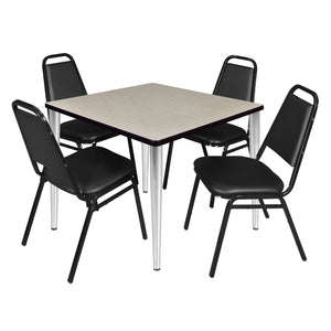 Kahlo Square Breakroom Table and Chair Package, 36" Square Kahlo Tapered Leg Breakroom Table with 4 Restaurant Stack Chairs