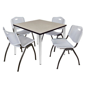 Kahlo Square Breakroom Table and Chair Package, 36" Square Kahlo Tapered Leg Breakroom Table with 4 "M" Stack Chairs