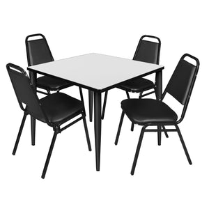 Kahlo Square Breakroom Table and Chair Package, 36" Square Kahlo Tapered Leg Breakroom Table with 4 Restaurant Stack Chairs