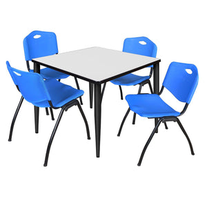 Kahlo Square Breakroom Table and Chair Package, 36" Square Kahlo Tapered Leg Breakroom Table with 4 "M" Stack Chairs