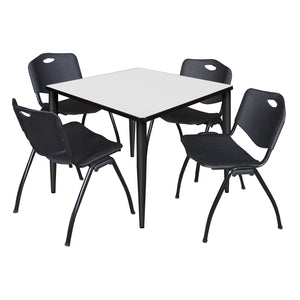 Kahlo Square Breakroom Table and Chair Package, 36" Square Kahlo Tapered Leg Breakroom Table with 4 "M" Stack Chairs