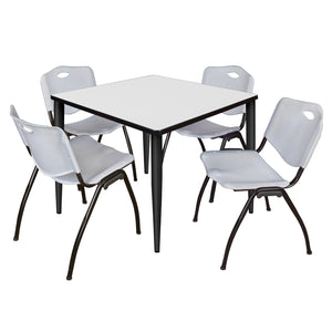 Kahlo Square Breakroom Table and Chair Package, 36" Square Kahlo Tapered Leg Breakroom Table with 4 "M" Stack Chairs