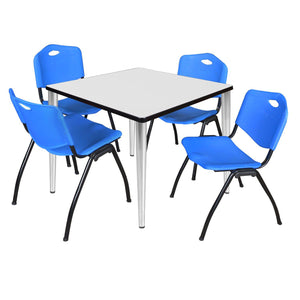 Kahlo Square Breakroom Table and Chair Package, 36" Square Kahlo Tapered Leg Breakroom Table with 4 "M" Stack Chairs