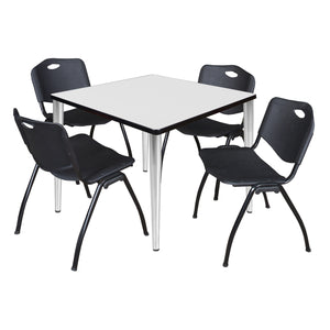 Kahlo Square Breakroom Table and Chair Package, 36" Square Kahlo Tapered Leg Breakroom Table with 4 "M" Stack Chairs