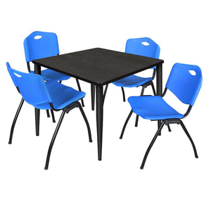 Kahlo Square Breakroom Table and Chair Package, 42" Square Kahlo Tapered Leg Breakroom Table with 4 "M" Stack Chairs