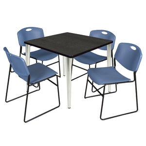 Kahlo Square Breakroom Table and Chair Package, 42" Square Kahlo Tapered Leg Breakroom Table with 4 Zeng Stack Chairs