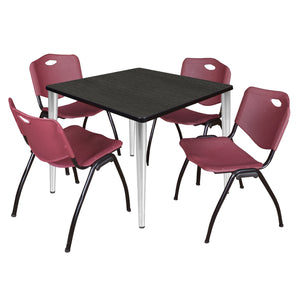 Kahlo Square Breakroom Table and Chair Package, 42" Square Kahlo Tapered Leg Breakroom Table with 4 "M" Stack Chairs